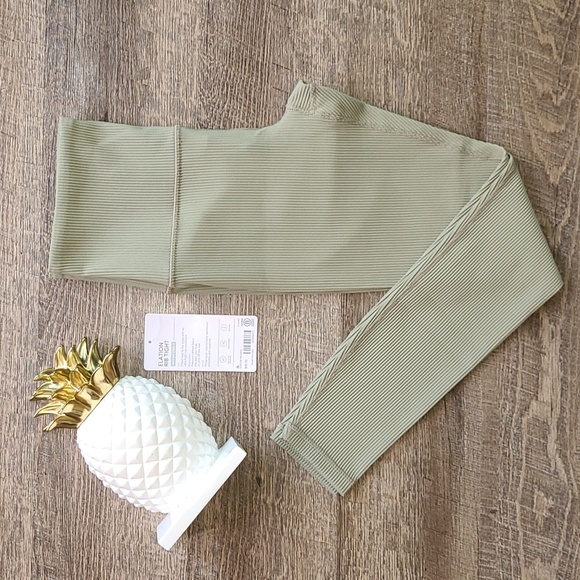 NWT! Athleta Elation Rib Tight - Shadow Olive - Picture 2 of 10